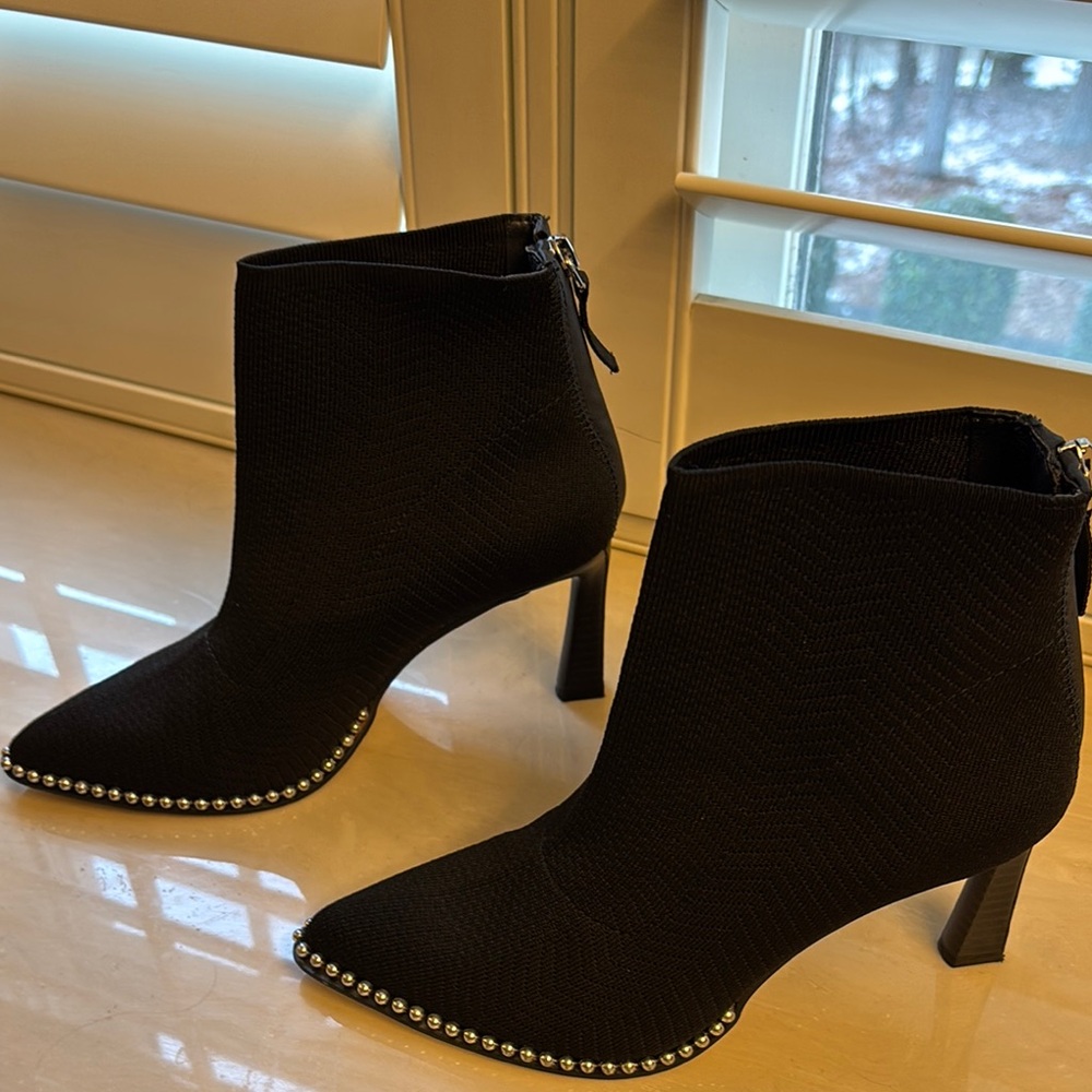 Black Ankle Boots with Studded Detail